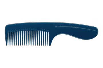 Blue plastic wide tooth comb hair care isolated on a transparent background