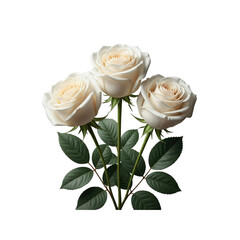 Three White Roses Against Transparent Background
