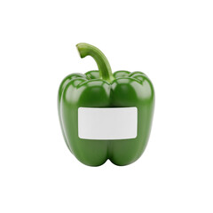 Green bell pepper with label sticker