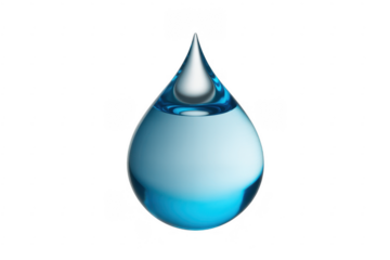 Blue water drop with reflection liquid isolated on a transparent background