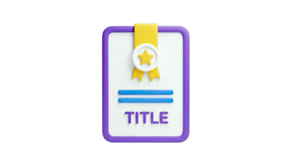 3D Certificate with Star and Ribbons