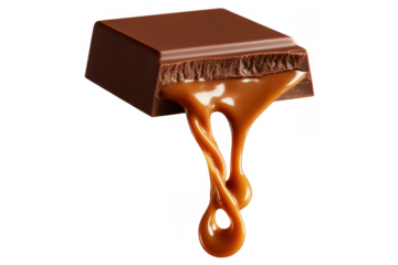 Chocolate bar with caramel filling candy sweet isolated on a transparent background