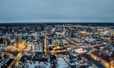 Evening view to Raahe town at wintertime.