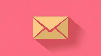 Stylized envelope icon on red background for communication and messaging