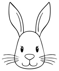 Fototapeta premium Cute rabbit face line art illustration for coloring book page