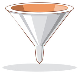 A Silver Funnel Illustration for Liquids or Powders - Filtering Tool