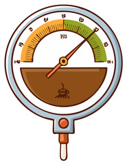 Espresso Machine Pressure Gauge with Coffee Cup Illustration
