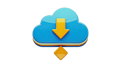 Cloud Download Icon on White Background