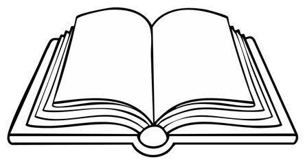 Open book outline drawing with blank pages perfect for custom text or design