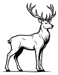 Fototapeta premium Line art illustration of a stag depicting a proud stance for wildlife designs