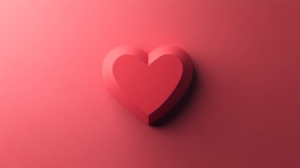 Three dimensional red heart shape against a solid background with copy space