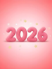Soft Pink 2026 Digits on Gradient Background with Festive Elements