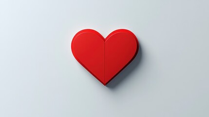 Vibrant red heart shape against a bright white backdrop copy space design