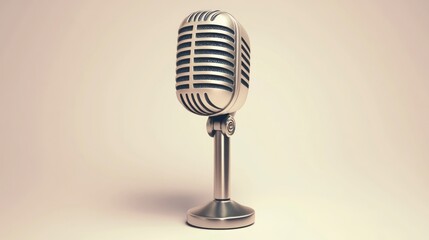 Vintage microphone on stand audio recording equipment isolated on white