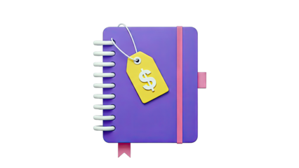 Purple Notebook with Dollar Sign Price Tag