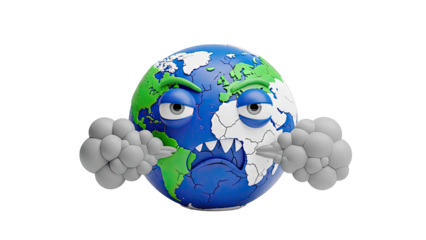 Sad Earth Emitting Smoke