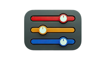 Three colorful sliders on a dark gray background