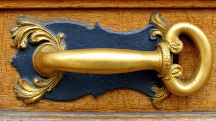 a stylish keychain resting on a sophisticated vintage keyhole attached to a ornate wooden door