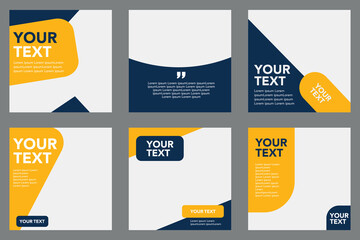 Editable modern minimal square banner templates. Blue, orange and white background color. Suitable for social media post and web/internet ads with photo college.