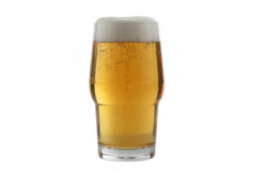 Glass of beer with foam on drink alcohol isolated on a transparent background