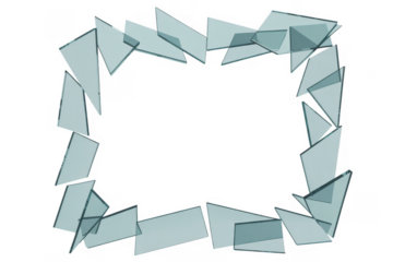 Glass shards forming a circle broken glass isolated on a transparent background