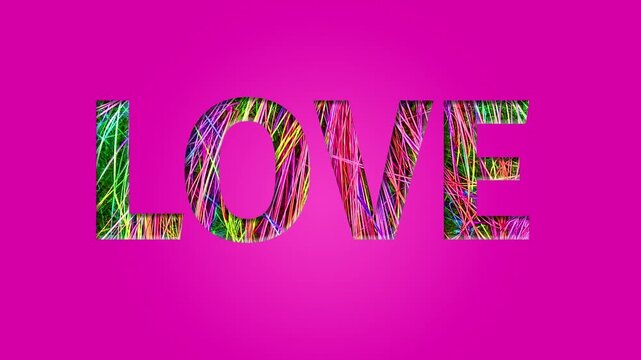 Colorful Neon Threads Forming LOVE Text