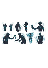 Haptic Technology Silhouette for Immersive Gaming and Sensory Connection Future Tech Wearable and Metaverse Experience Concept Vector