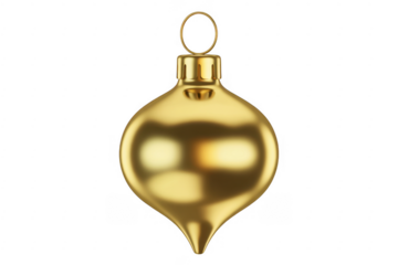 Gold teardrop Christmas ornament gold Christmas ornament isolated on a transparent background