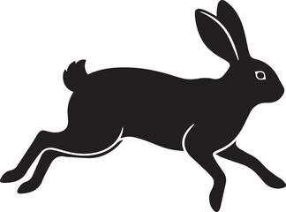 Silhouette of a rabbit in full motion, captured in a dynamic side profile, conveying speed and agility