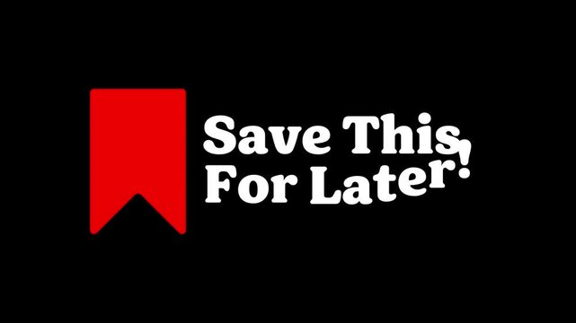 Save for later bookmark animation, Animation of 'Bookmark' Button on white background and transparent background. 4k resolution