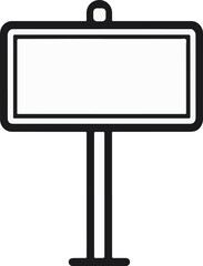 Fototapeta premium Clean black outline icon of a blank rectangular signpost, ideal for displaying customizable text or directional information in various graphic design and mapping applications