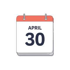Clean design calendar icon showing the date April 30th, highlighting an important upcoming day for planning events or deadlines and scheduling