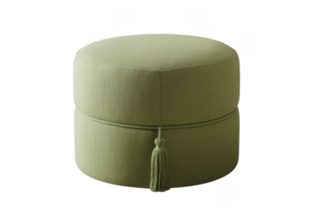 Green ottoman with tassel fabric ottoman home decor isolated on a transparent background