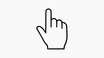 Fototapeta premium A simple black outline icon of a human hand with the index finger pointing upwards, commonly used as a cursor.