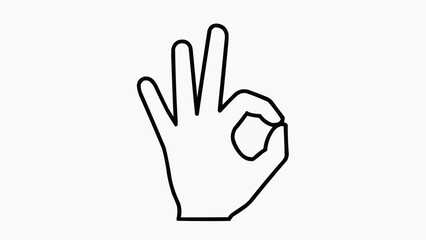 Fototapeta premium A simple line drawing of a human hand making the universal 'OK' gesture with thumb and index finger touching.