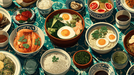 Regional Food Illustrations - Diverse Cuisine