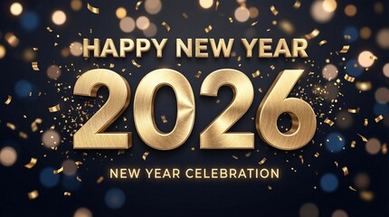 Happy New Year Celebration with Fireworks, Countdown, and Festive Night Background