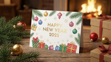 Happy New Year Celebration with Fireworks, Countdown, and Festive Night Background