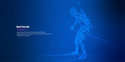 Biathlon technology tech blue background. Tech Blue Background. Artificial Intelligence Agent or Assistant Concept. Vector Digital Illustration.