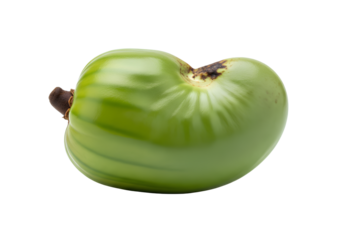 Raw Green Cashew Apple with Nut Isolated on Transparent Background