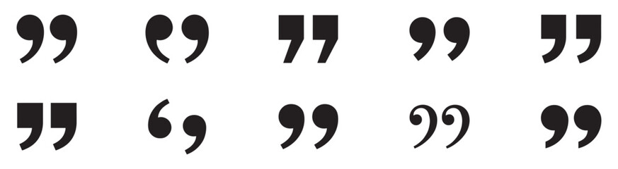 Quote mark speech icon set. Set of quote mark icons isolated on white background.Quotation marks. Black quotes icon collection © Jeremy_Show