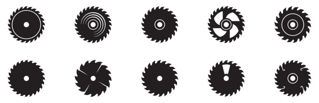 Circular saw icon. Rotary blades saw machine, cut teeth machine for carpentry, industrial machine for wood construction. Vector flat illustration. Vector Graphic. EPS 10