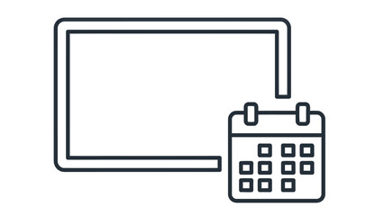 Line Art Icon Digital Schedule Planning on a Blank Screen or Monitor announcement board