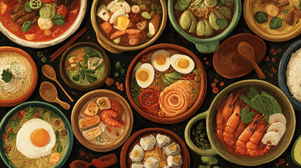 Regional Food Illustrations - Diverse Cuisine
