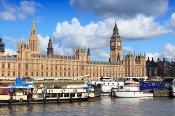 Palace of Parliament with Big Ben clock in London UK. Landmark of London.