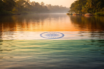 &ldquo;Indian Flag Floating on River for Republic Day & Independence Day Celebration&rdquo;