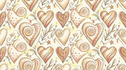 Love Background with Romantic Hearts, Soft Light