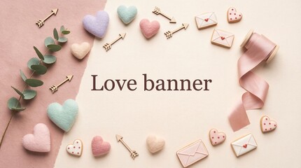 Love Background with Romantic Hearts, Soft Light