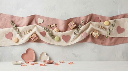 Love Background with Romantic Hearts, Soft Light