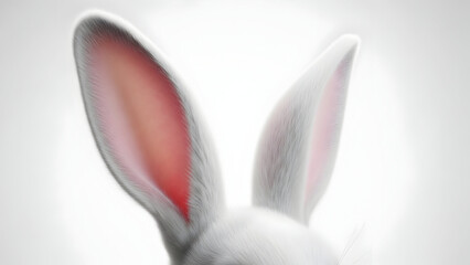 White rabbit ears with pink inside isolated vector illustration flat design